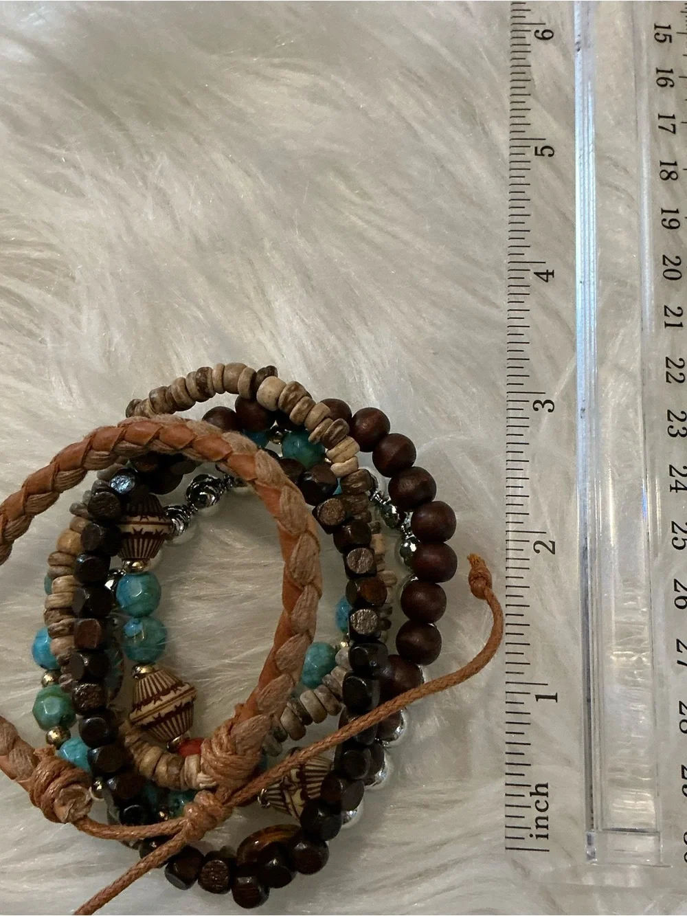 Set of six boho style bracelets
